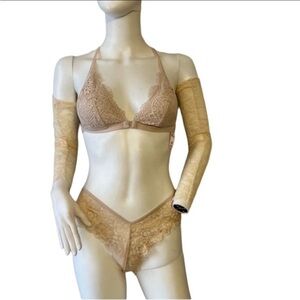 Elegant Lace Tan Lingerie Set